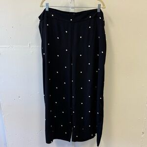🍁 NWT Nordstrom Halogen 3X Women’s Polka Dot Lightweight Wide Leg Pants Black